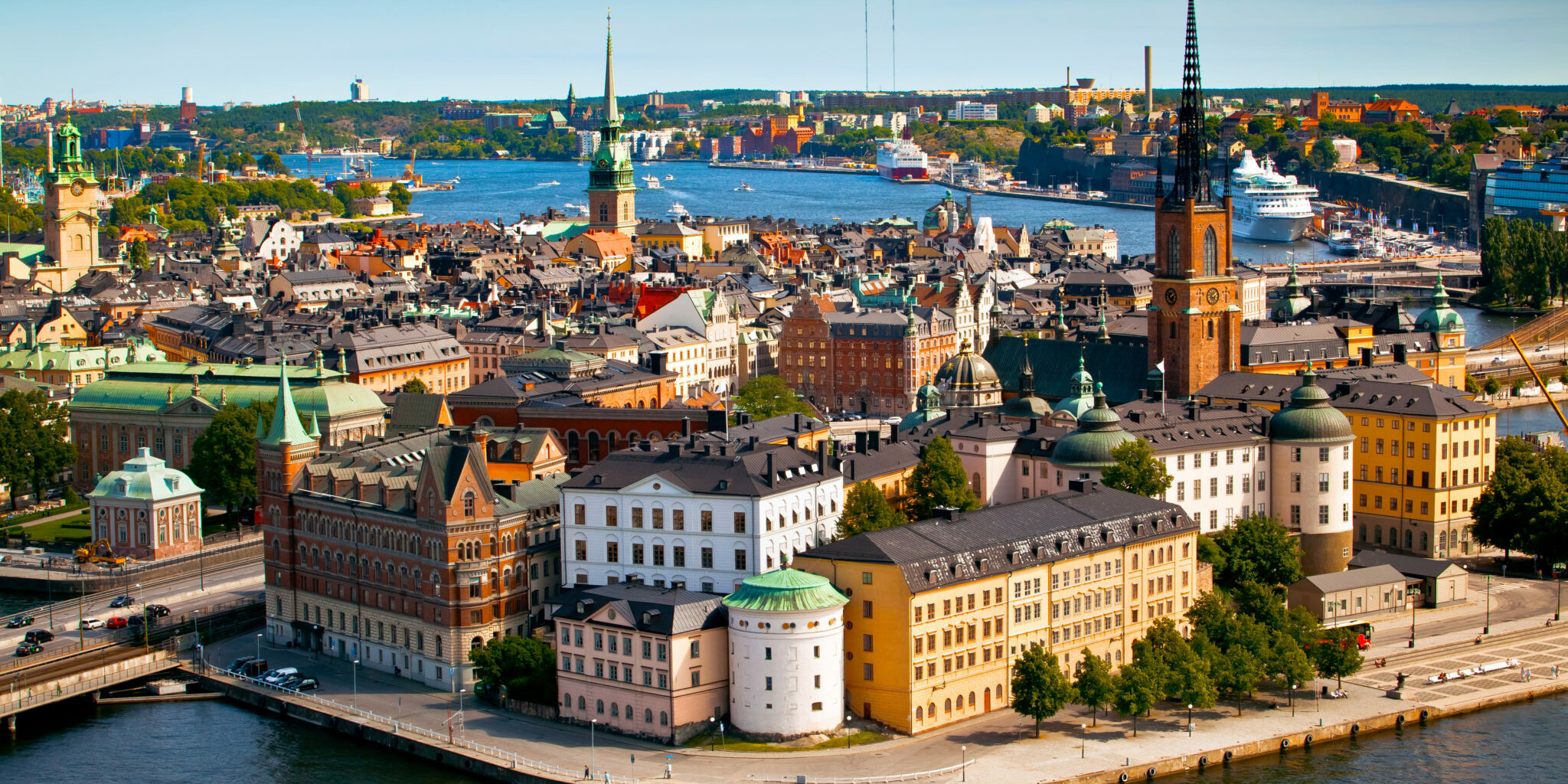 Cityscape of Stockholm. Panorama view of historical part of Stockholm in Sweden