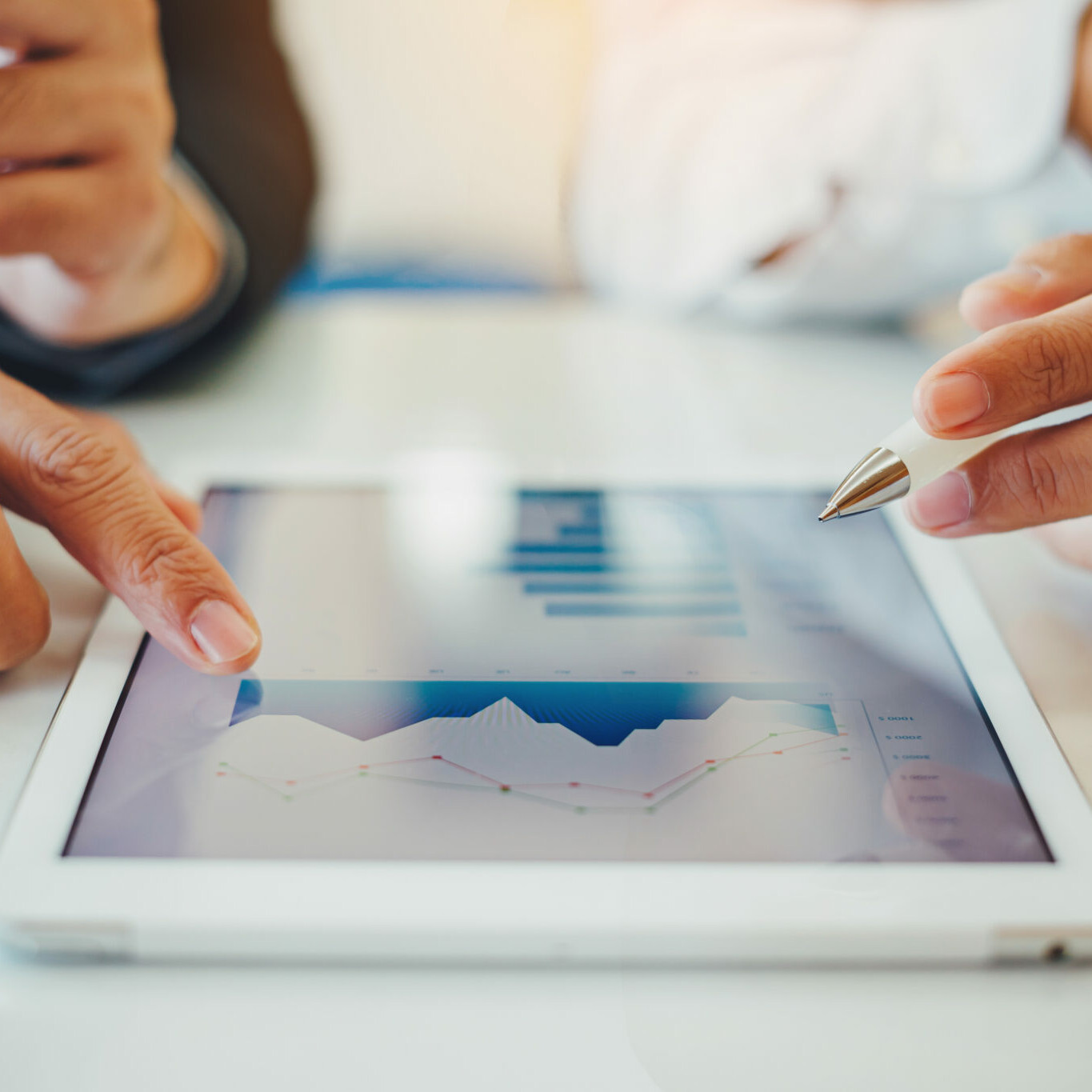 businessman investment consultant analyzing company financial report balance sheet statement working with digital graphs. Concept picture for stock market, cash, fund,and business economy flow.