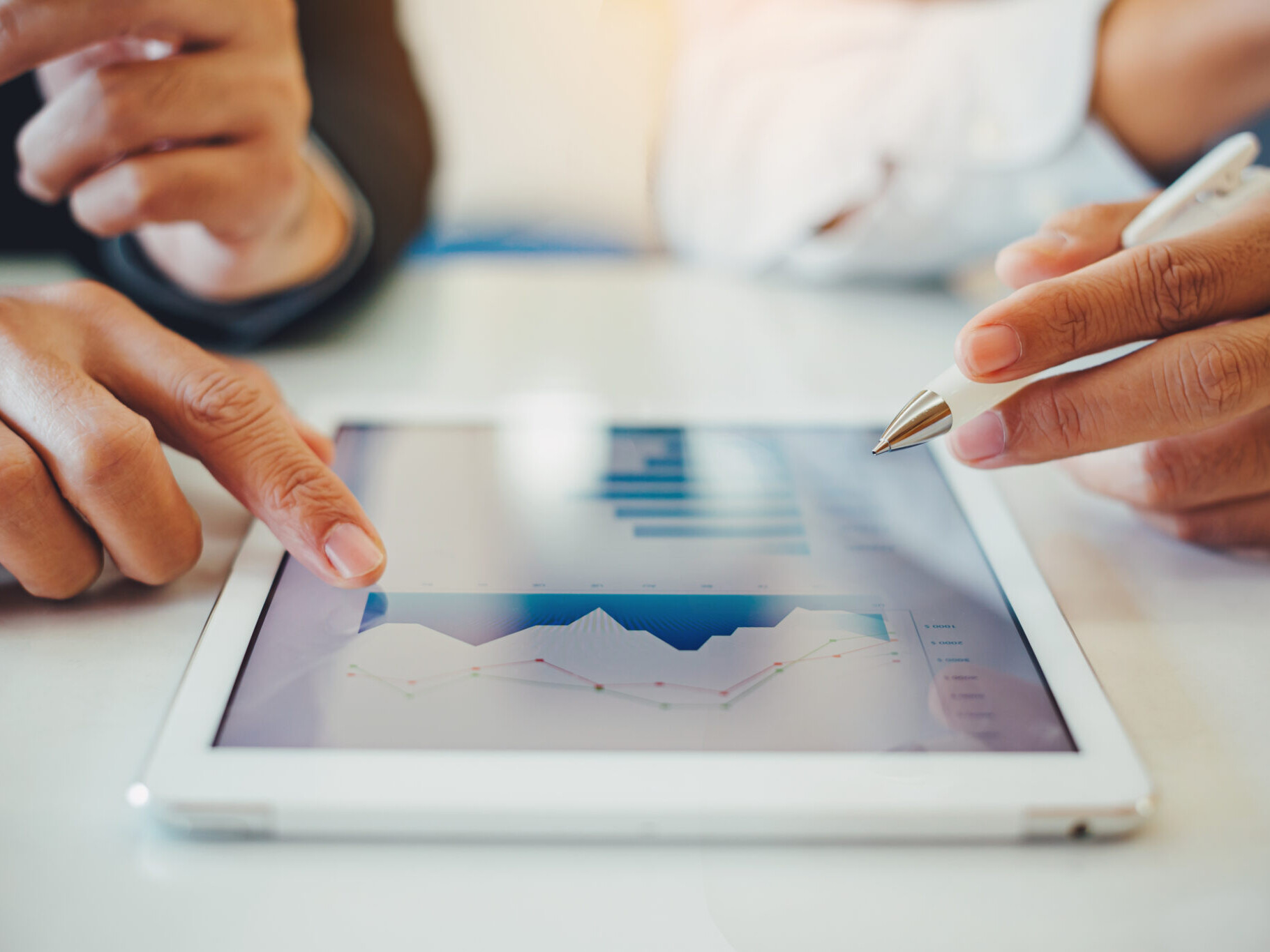 businessman investment consultant analyzing company financial report balance sheet statement working with digital graphs. Concept picture for stock market, cash, fund,and business economy flow.